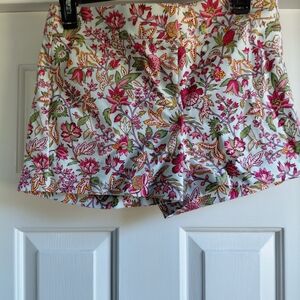 LOFT High Waist Floral Women's Shorts - Pink, Green, Orange